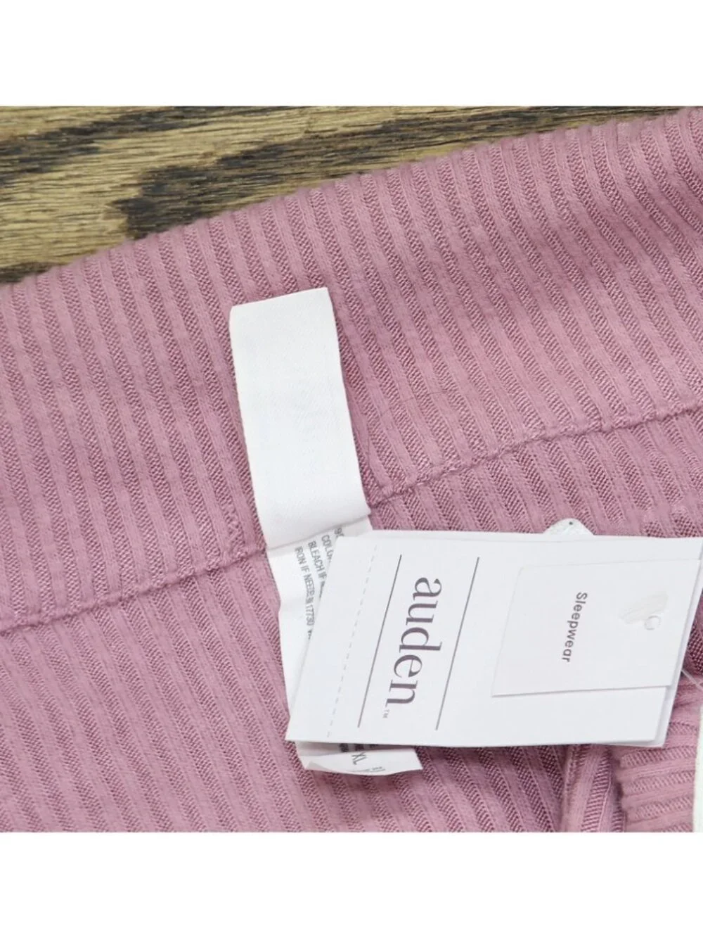 Auden Cozy Ribbed Notch Collar Long Sleeve Pajama Top 94437831 Pink XL
